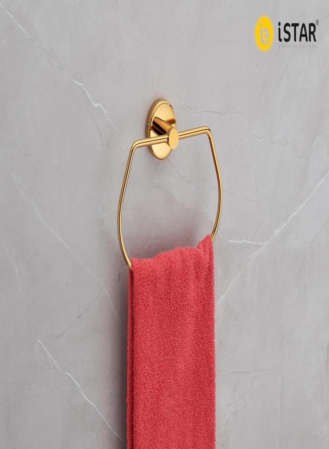 iSTAR 202 Grade Stainless Steel Round Towel Ring | Wall Mounted Bathroom Accessories | Durable Napkin Hand Towel Holder for Kitchen, Wash Basin, Home and Hotels (Gold) - Image 3